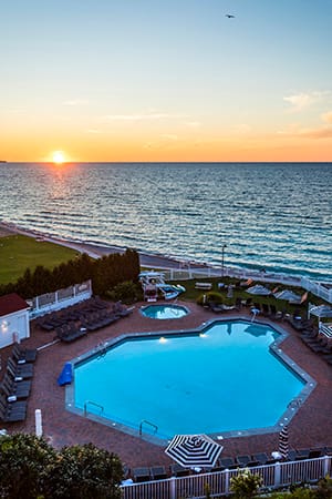 Inn at Bay Harbor pool at sunset 