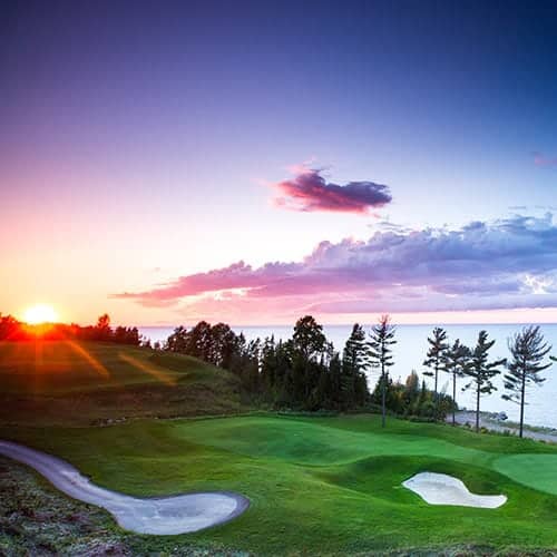Quarry 9th hole at sunset, Bay Harbor Golf Club
