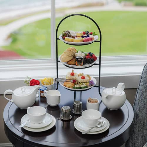 Afternoon Tea service, guest room, Inn at Bay Harbor