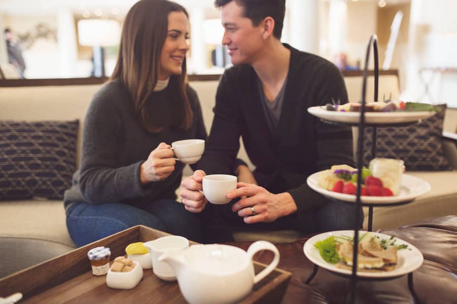 Couple enjoying romantic Afternoon Tea service