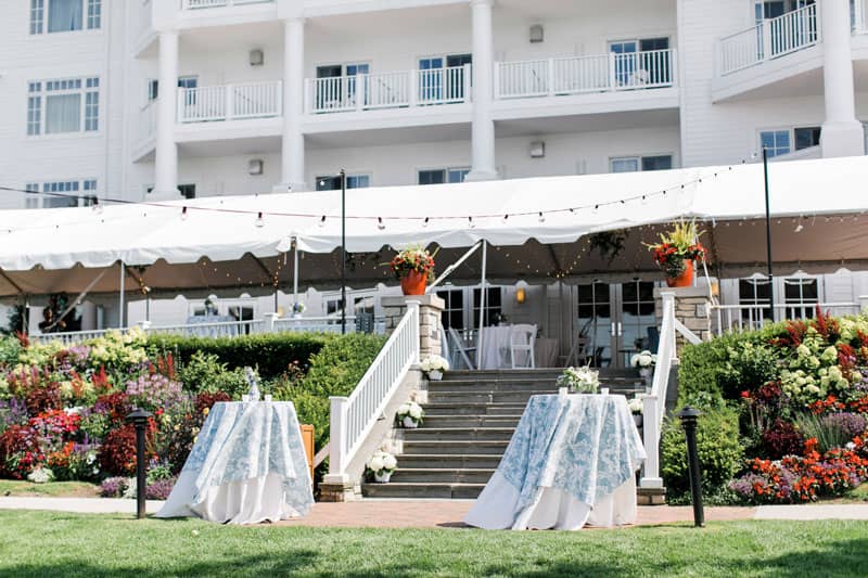 Sagamore Room terrace, indoor/outdoor wedding reception venue, Bay Harbor, MI