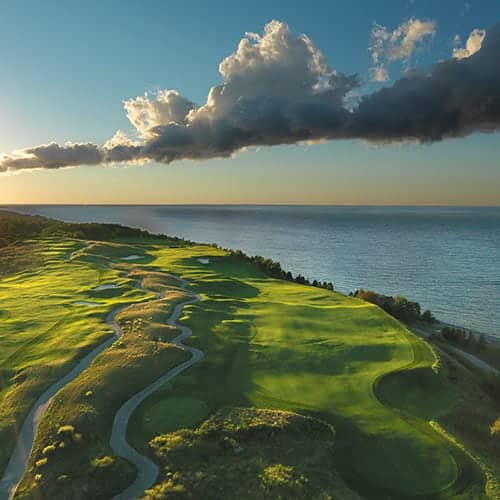 The Links course, Bay Harbor Golf Club, aerial view on Lake Michigan