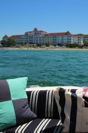 Lake Escapes, view from Lake Michigan yacht, Inn at Bay Harbor