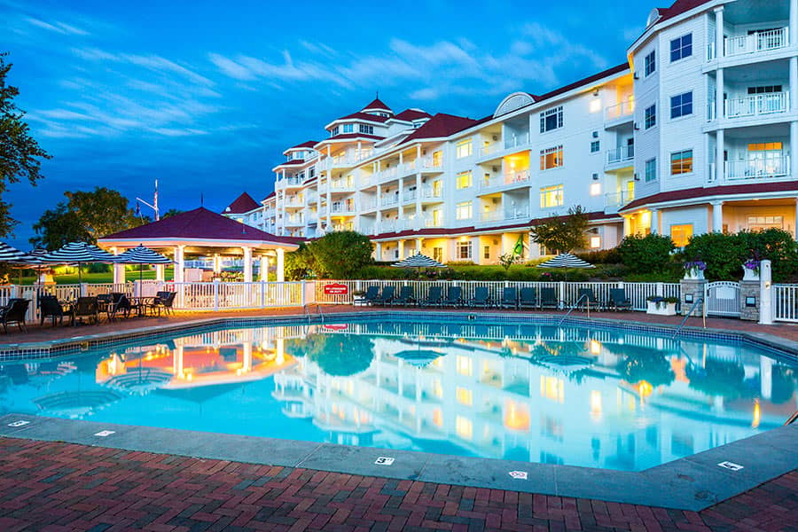 Pool in evening, Inn at Bay Harbor