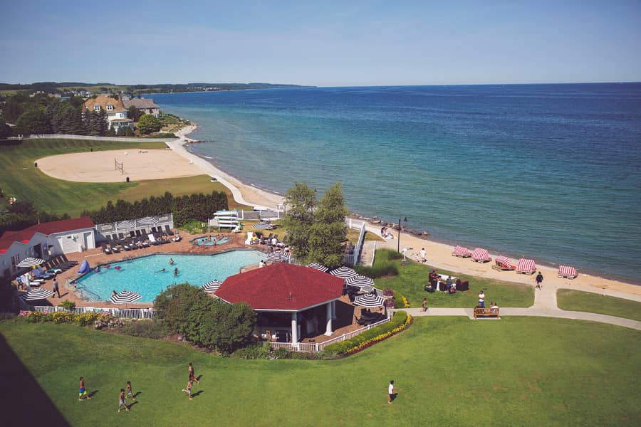 Aerial pool view, Inn at Bay Harbor