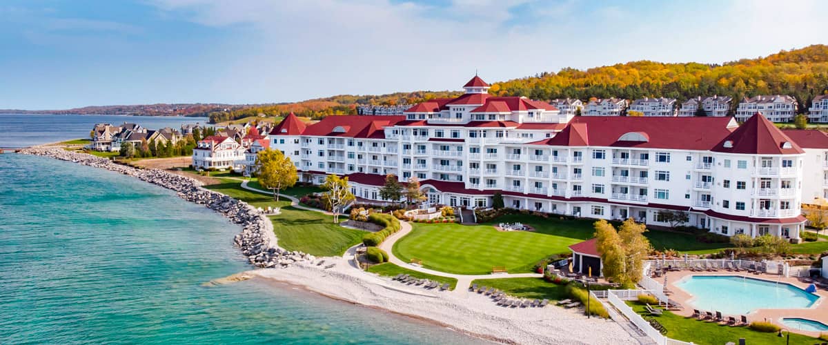 Fall aerial view of Inn at Bay Harbor