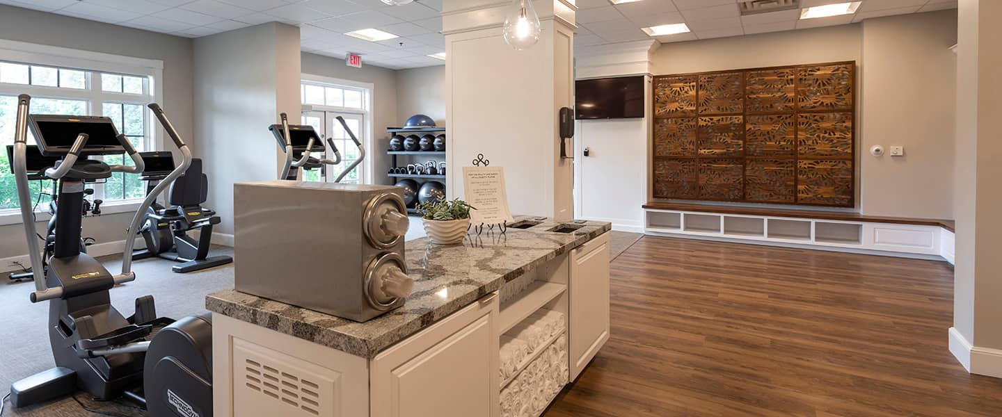 Fitness center entrance, water station, Inn at Bay Harbor