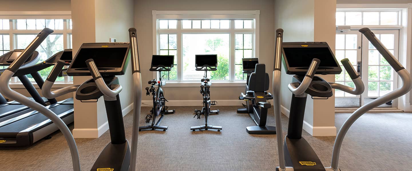 Fitness center ellipticals, Peloton bikes, Inn at Bay Harbor